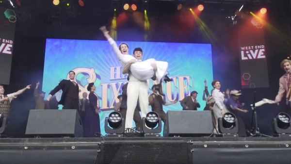 The cast of Half a Sixpence perform at this year's West End LIVE!